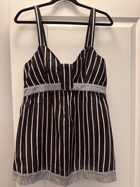 Twin-Set Black and White Striped Spaghetti Strap top
